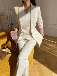 White Vest Suit Set Womens Professional Business Office Wear Slim Fit Korean Style Spring Autumn Outerwear New Model