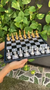 Bộ Cờ Vua Nam Châm Loại Cao Cấp 25cm Đồ Chơi Trí Tuệ Thể Thao Trẻ Em Phát Triển Tư Duy Bộ Cờ Vua Nam Châm Mạ Vàng Bạc Gấp Gọn Cao Cấp 25cm - Hàng Chính Hãng