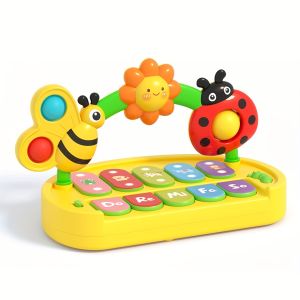 Baby Cartoon Music Toy Educational Early Learning Toy with Adjustable Volume & Multiple Modes Portable Fun Play (Batteries Not Included)