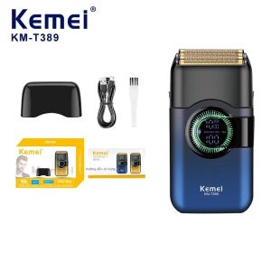 Kemei | Máy Cạo Râu Điện Kemei Dành Cho Nam Chống Nước Dùng Được Khi Khô/ướt Sạc USB-C Có Màn Hình LED Không Dây Sạc Nhanh Lưỡi Kép Dạng Lưới