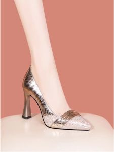 New Fairy Style High Heels Chunky Heel Pointed Toe Evening Shoes Comfortable Fashionable Versatile Womens Footwear