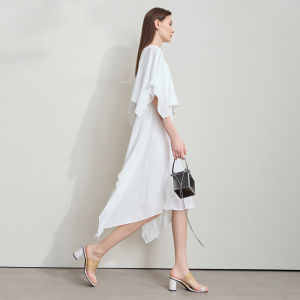 AMII | Minimalist Solid Color Loose Flowing Layered Midi Dress