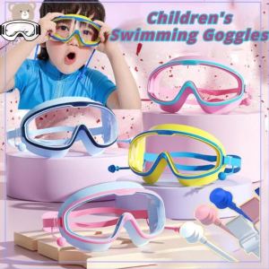 Swimming Childrens Swimming Goggles Silicone One-piece Earplugs HD Anti-fog Diving Goggles Swimming