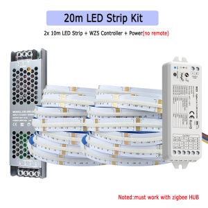 10M 20M Tuya Zigbee 3.0 COB RGB+CCT LED Strip 24V Dimmable Room Liner Light RF Touch Remote Control for Alexa Google Assistant