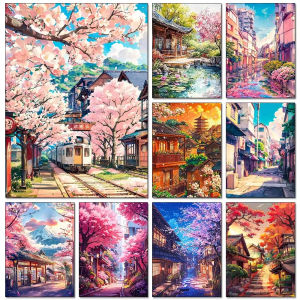 Beautiful Japanese Sakura Street Scene Jigsaw Puzzle 1000Pieces Mindful Game Stress Relief Decor Gift