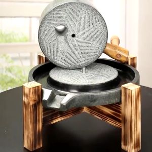 เครื่องโม่หิน ZB-MD สำหรับโม่แป้งทำนมถั่วเหลือง  หินอ่อนพร้อมฐานไม้ เครื่องโม่ถั่ว🧣🧣