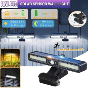 KEBIDU Clip On Solar Motion Lights Outdoor WaterproofSolar Fence Lights Outside with 36 LEDs Portable Solar Powered Security Light