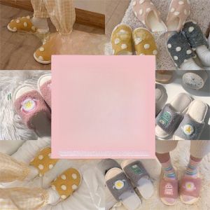 Winter Warm Cotton Slippers Womens Indoor Home Cartoon Dog Fur Slippers INS Low Heel Couple Home Shoes Velvet Rubber TPR