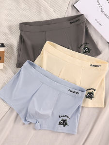 Men Underwear Pure Cotton Breathable Mid Waist Teenagers Boxer Shorts Minimalist Boys Solid Color Mid-Waist Boyshorts Head