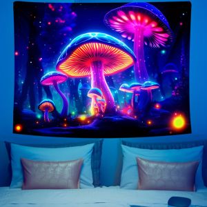 VIKAMA Enchanted Glow-in-the-Dark Mushroom Tapestry Artistic Decor for Living Room Sofa Feature Wall Room & Holiday Home Accents