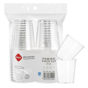 Azima 1290 Thickened Plastic Disposable Cups for Coffee And Beer 30 Pieces Hard Plastic Tea Cups Tableware Dining Utensils