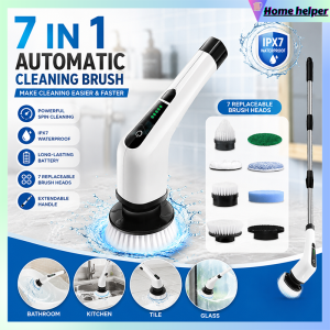 Cordless Electric spin Rechargeable waterproof Shower Bathroom Scrubber with Replaceable Cleaning Brush Heads Household