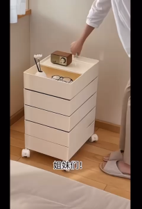 ✳️TSG65✳️ Movable Rotating Tray Cart Trolley with Lockable Wheel Office Rotating Drawer Side Table with Rotating Drawer Movable Coffee Table Bedside Table Sofa Side Table Movable Snack Storage Trolley Makeup Storage Box Stationery Storage Box
