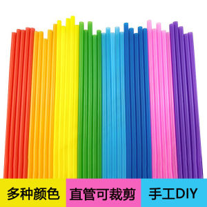 Disposable Colorful Plastic Straws Straight 100pcs Tower Model Straw Subassembly Handmade DIY Seven Colors 26cm