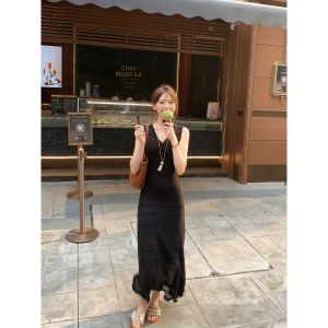 Đầm Maxi Knit Mùa Hè Elegent Mới cho Phụ Nữ Bé Nhỏ Màu Trắng