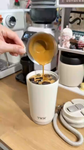 TKK ถ้วยกาแฟหุ้มฉนวน400mlไลเนอร์เคลือบเซรามิก ถ้วยเก็บความร้อน สแตนเลส 316L แก้วเก็บความเย็น แก้วกาแ