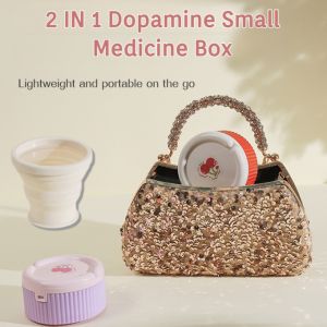Dopamine Small Medicine Box Foldable Portable Water Cup Portable Sealed Moisture-proof Weekly Pill Case Holder Storage