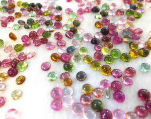 Tourmaline Natural Rainbow Color round Assistant Stone Egg Noodles