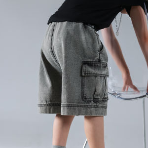 Boys Summer Shorts Loose Fit Thin Cool Denim Pants Korean Style Childrens Clothing Cotton Material Adjustable Waistband