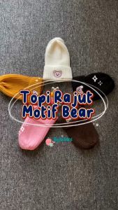 ByKiddos - Topi Rajut Anak Motif Bear / Topi Rajut Bayi Motif Bear / Topi Kupluk