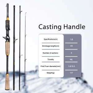 Deukio | DEUKIO Travel Sectional Fishing Rod Spinning Casting Rods 1.8m/2.1m 4/5 Sections Cork Grip ML Action For Carp Bass Fishing