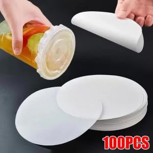 100 Sheets Cup Sealing Paper Film Coffee Tea Milk Drink Packaging Pads Leakproof Paper Film Crimper Round Shape Bottle Sealer