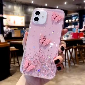 Casing Samsung Galaxy S23 Plus Ultra Clear Bening Motif Kupu Kupu Gliter Silikon Soft Case Handphone