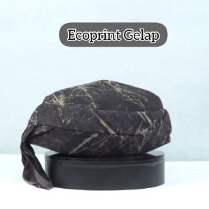 Peci Batik Jogokariyan Terbaru Motif Ecoprint Gelap Kopiah Songkok Tradisional Khas Masjid Jogokariyan