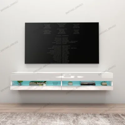 Rak tv gantung model terbaru with lampu LED ukuran (120*30*20cm)