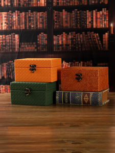 กล่องเก็บของไม้หรูหรา กล่องเก็บของหนังสำหรับโต๊ะทำงาน กล่องเก็บของเครื่องประดับ กล่องเก็บของสำหรับห้องตัวอย่าง กล่องไม้ตกแต่ง