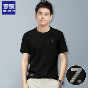 Lormen Mens Short Sleeve T-Shirt RM3529 Modal Ice Silk Cool Feeling Casual Versatile Summer Business round Neck Printed