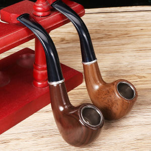 1pcs Portable Creative Bent Type Resin Wood Grain Smoking Pipe With Filter Smoke Pipe Tobacco Use Pipes