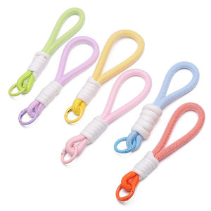 1Pc Colorful Metal Round Spring Clasp Polyester Woven Lanyard Key Rings Connectors for DIY Key Chain Jewelry Making Findings Accessories