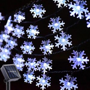 Đèn LED Năng Lượng Mặt Trời Hình Bông Tuyết Trang Trí Sân Vườn Dây Đèn Chống Nước Dùng Cho Sân Vườn Cây Trang Trí Tiệc Giáng Sinh