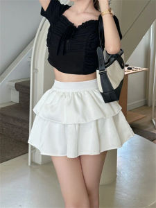 Váy Ngắn Chữ a Cạp Cao Bằng Vải Len Màu Trắng Cho Nữ Mùa Xuân Thu Cỡ Lớn Váy Ngắn Ngọt Ngào Cho Dáng Người Quả Lê