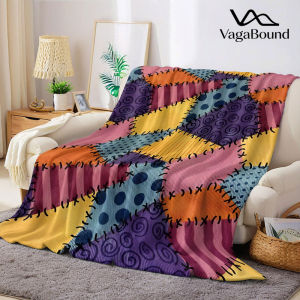 Patchwork Color Quilt Flannel Blanket Warm Soft Halloween Christmas Decorative Couch Warm Cozy All-Season Gift