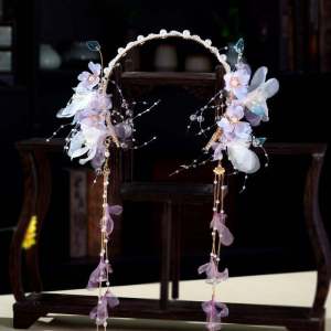 เครื่องประดับผมสไตล์โบราณสำหรับผู้หญิง หมวกบิดา ชุดกิ๊บติดผมแบบดั้งเดิม ชุดกิ๊บติดผมสไตล์นางฟ้า หมวกบิดาแบบดั้งเดิม