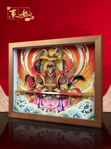 Creative Sun Wukong Decorative Figurine Business Opening Gift Entranceway Decor Traditional Paper Cutting Artwork Wooden Scented