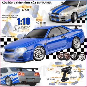 Xe Điều Khiển Từ Xa Skymaker LDRC Tỷ Lệ 1/18 Mô Hình GTR R34 2.4GHz Dẫn Động Cầu Sau Có Con Quay Hồi Chuyển Thân Xe Hợp Kim Xe Đua Đường Trường Dành Cho Bé Trai