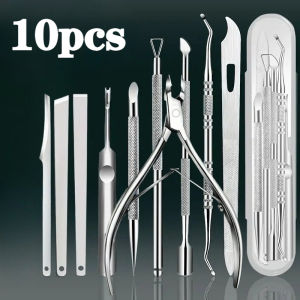 1/9/10pcs Stainless Steel Cuticle Remover Set Odorless Manicure and Pedicure Toolsnail file Nail Polishing  for Home Salon Use