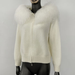 Áo Khoác Cardigan Len Lông Thú Mông Cổ Thật Dành Cho Nữ Có Mũ Kiểu Dáng Thời Trang Thường Ngày Khóa Kéo Chất Liệu Len Thích Hợp Cho Mùa Xuân Thu Đông