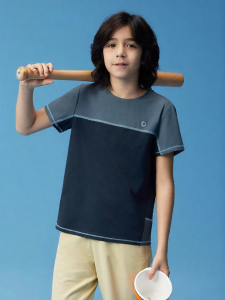 JOLLY BEAN | Summer Breathable Flexible and Thin Color-blocking Lines Mesh Splicing Boys Tee