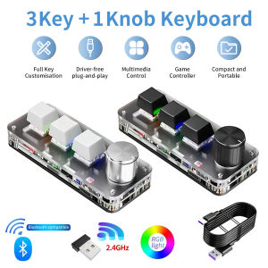 3 Keys 1 Knob Customize Keyboard 2.4G Bluetooth Programming Macro Mechanical Keyboard Hot Plug Keypad Shortcut Key E-sports Game