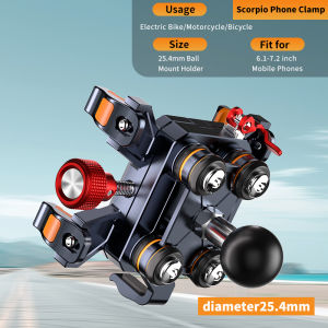 Apex Rush 2025 New Motorcycle Phone Holder Aluminum Alloy with Shock Absorber High Speed Security Lock Anti-theft Lock
