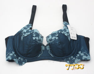 Bra Full Cup U-Neckline Fixed Strap Gathered Side Gather Thin Cotton for Young Women D Cup Bra Underwear Ensemble