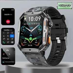 2025 ใหม่ทหารกลางแจ้ง 1000 mAh แบตเตอรี่สมาร์ทนาฬิกาผู้ชาย GPS กีฬา Heart Rate IP68 กันน้ํา BT โทร Smartwatch Man xiaom