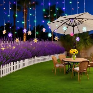 USB LED Christmas Curtain Icicle Lights - 8 Light Modes Color/Warm White Suitable for Roof Tree Yard & Christmas Home Decor