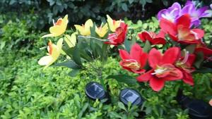 1pc Artificial Flower Lawn Lights 7-head Solar Orchid Lights for Patio Yard Garden Christmas Decoration LED Solar Ground Lights
