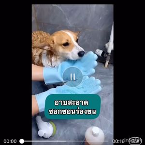 PrimePeto ถุงมืออาบน้ำสัตว์เลี้ยง ถุงมือยางสำหรับอาบน้ำแมว สุนัข ซอกซอนร่องขน อาบสะอาด นวดผิวหนังสัตว์เลี้ยงได้ดี