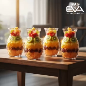 Set 4 Ly Thủy Tinh Hình Quả Dứa 480ml - Cốc Trái Thơm Decor Đựng Sinh Tố Nước Ép Cao Cấp